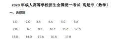 2020年山东省成考高起专《数学》参考答案（回忆版）