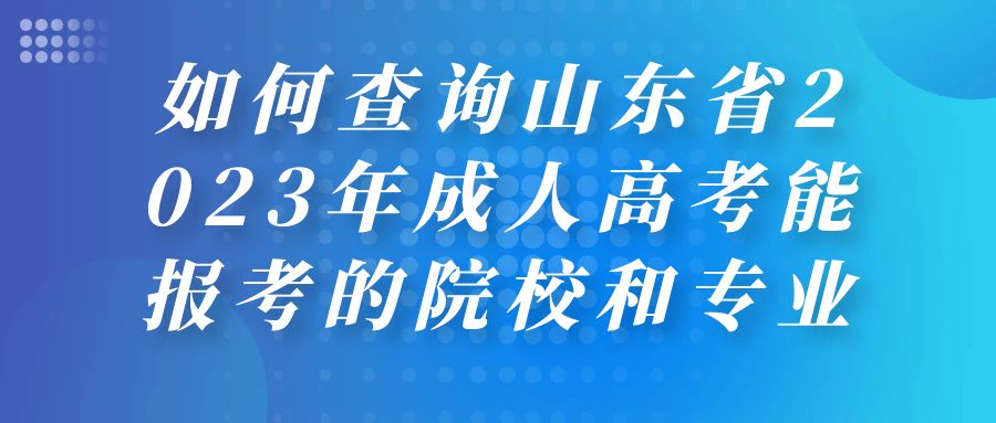 如何查询山东省2023年成人高考能报考的院校和专业(图1)